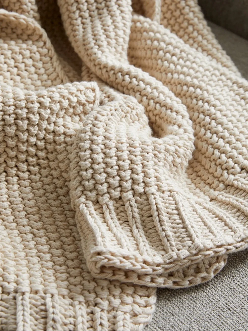 Quince 100% Cotton Fisherman Knit Throw Blanket 50x60 Natural NWOT